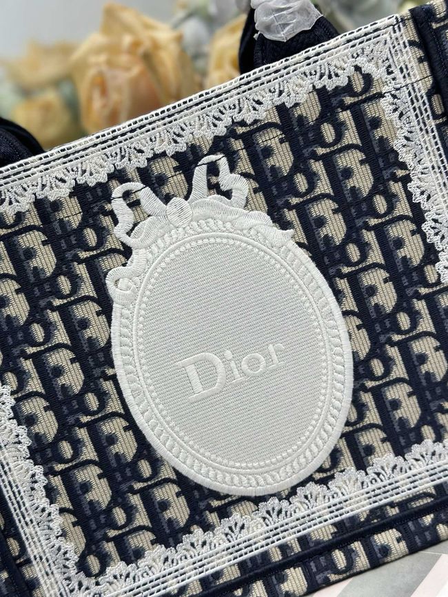 Small Dior Book Tote with Strap Embroidered M1404OE-5