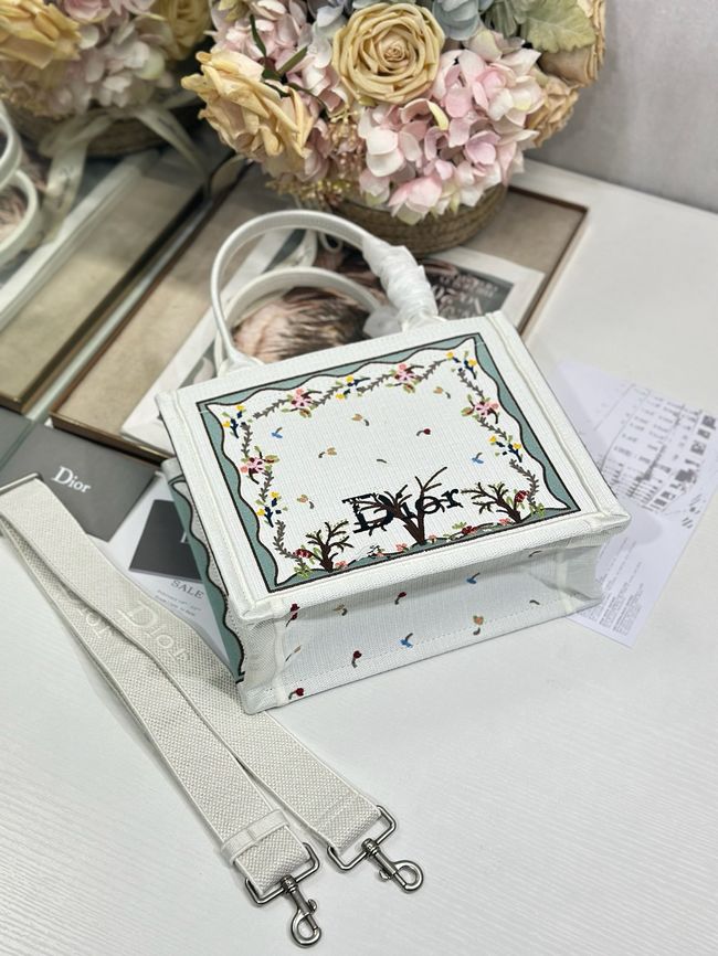 Small Dior Book Tote with Strap Embroidered M1404OE-7 Small Dior Book Tote with Strap Embroidered M1404OE-7