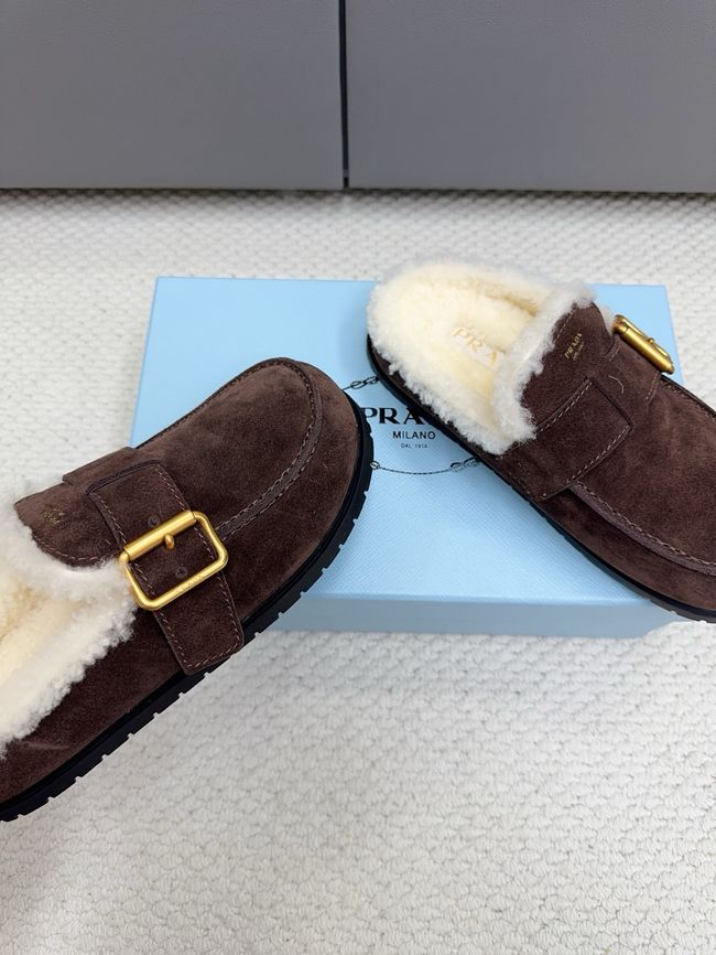 Prada Suede and shearling mules 64258-1