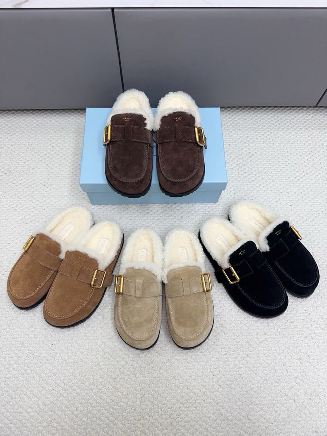 Prada Suede and shearling mules 64258-1