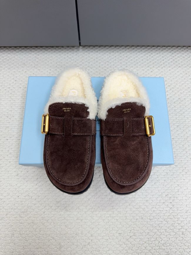 Prada Suede and shearling mules 64258-1