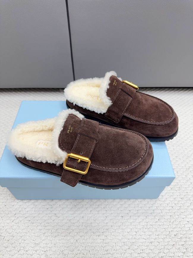 Prada Suede and shearling mules 64258-1