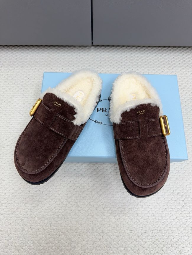 Prada Suede and shearling mules 64258-1