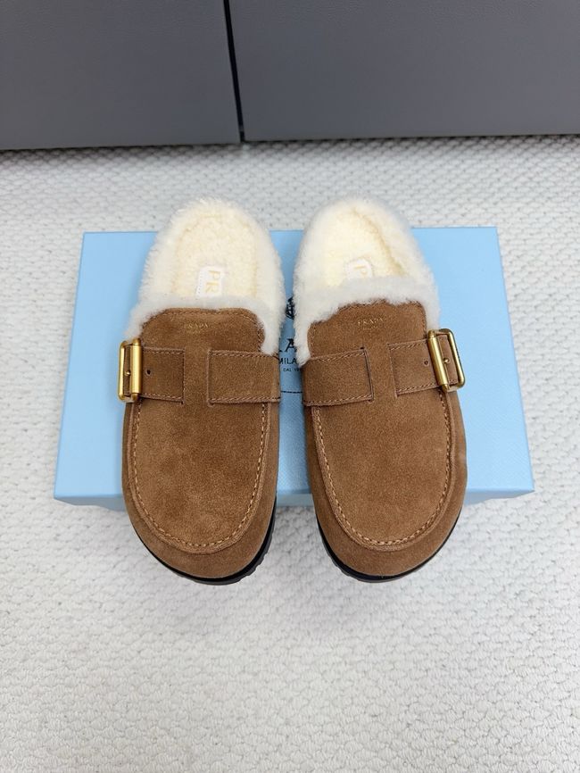 Prada Suede and shearling mules 64258-2
