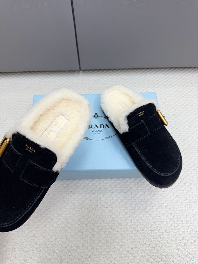 Prada Suede and shearling mules 64258-3