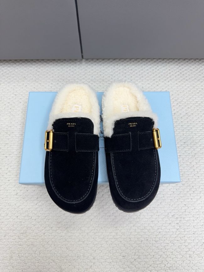 Prada Suede and shearling mules 64258-3