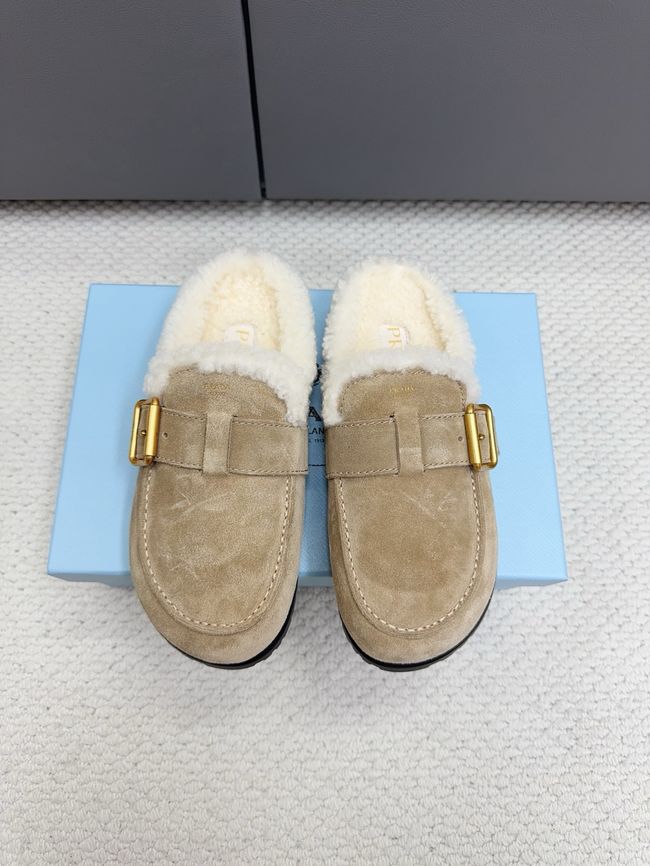 Prada Suede and shearling mules 64258-4