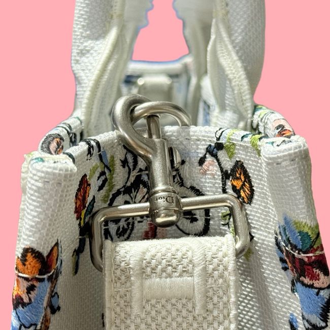 Medium Dior Book Tote with Strap Oblique Embroidery M1354PE-12 Medium Dior Book Tote with Strap Oblique Embroidery M1354PE-12