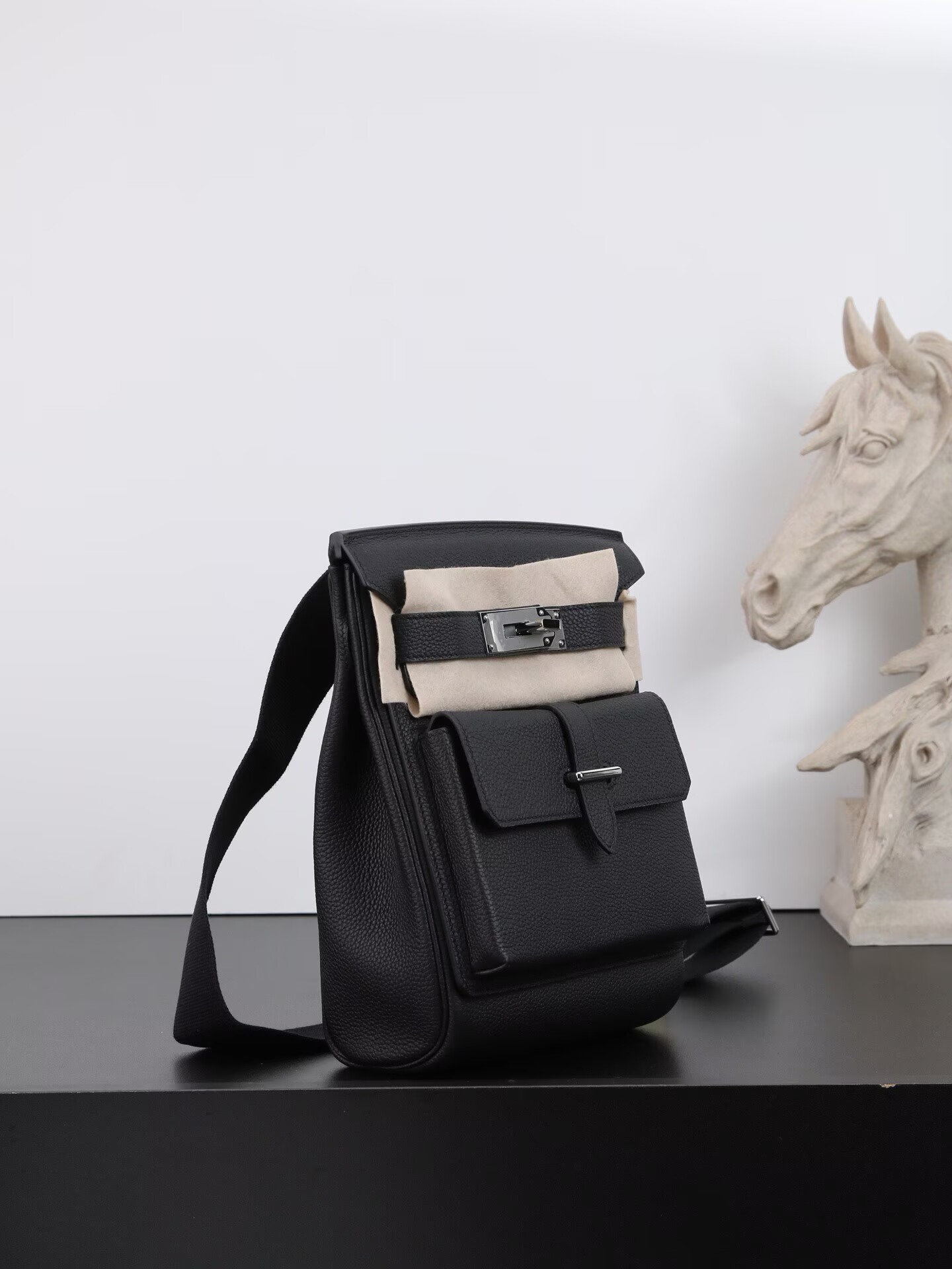 Hermes  HAC A DOS Original Togo Leather Chest Bag H60321 Black