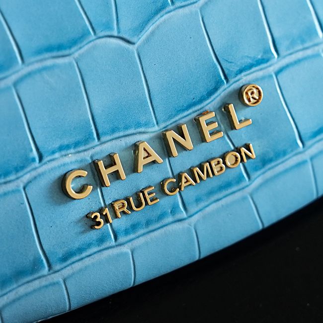 Chanel Crocodile Embossed Shoulder Bag 68011 blue
