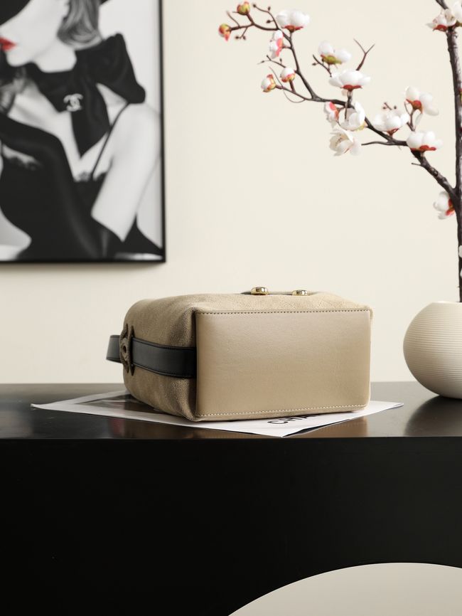 Chanel Suede Calfskin Bucket Bag AS6584 Dark Beige & Black