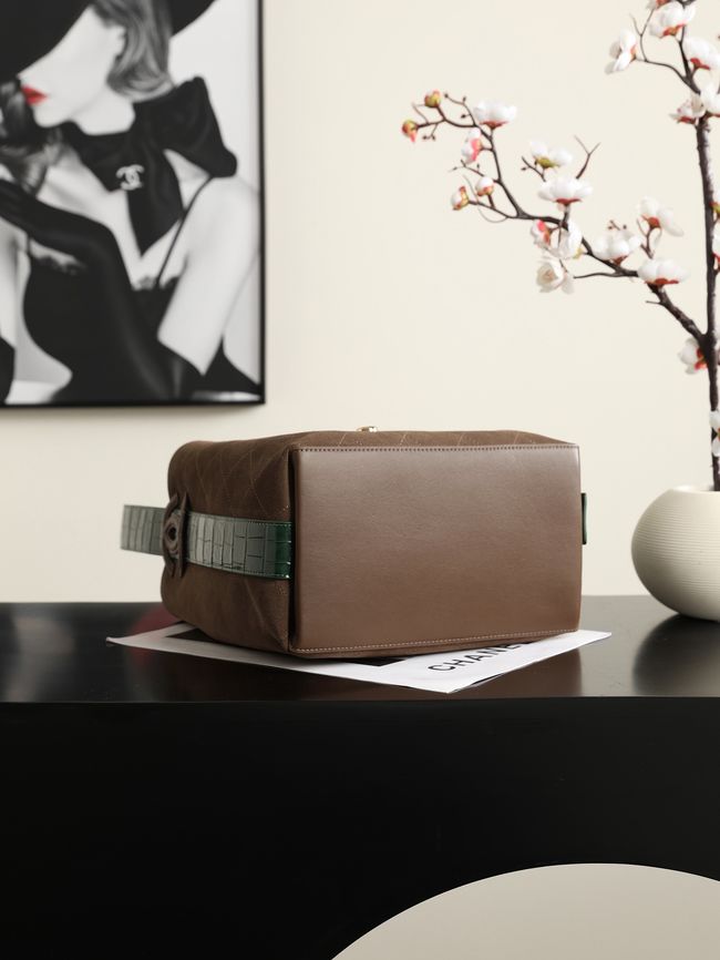 Chanel Suede Calfskin Bucket Bag AS6584 dark brown Chanel Suede Calfskin Bucket Bag AS6584 dark brown