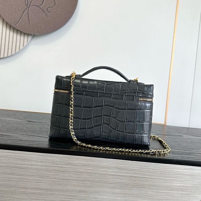Chanel Vanity with Chain Crocodile Embossed AP5195 black
