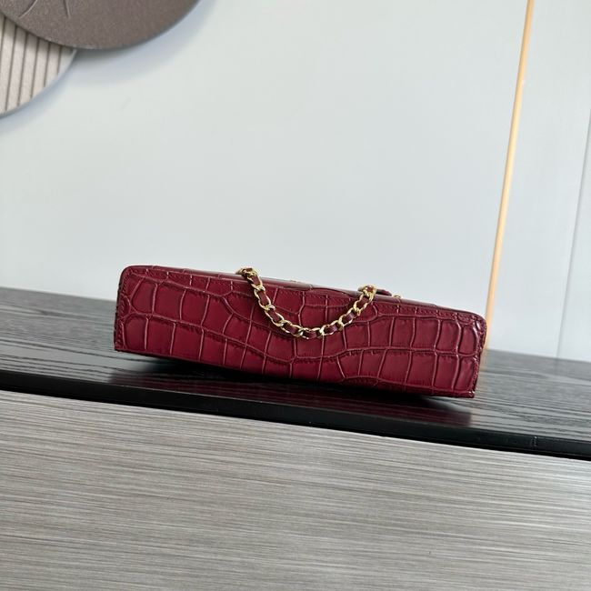 Chanel Vanity with Chain Crocodile Embossed AP5195 burgundy
