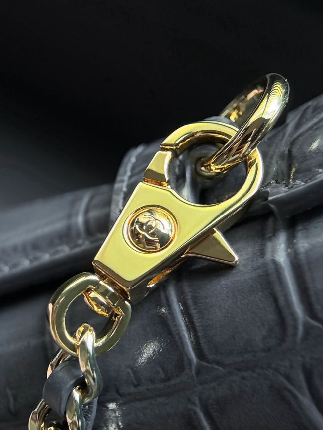 Chanel Vanity with Chain Crocodile Embossed AP5195 gray