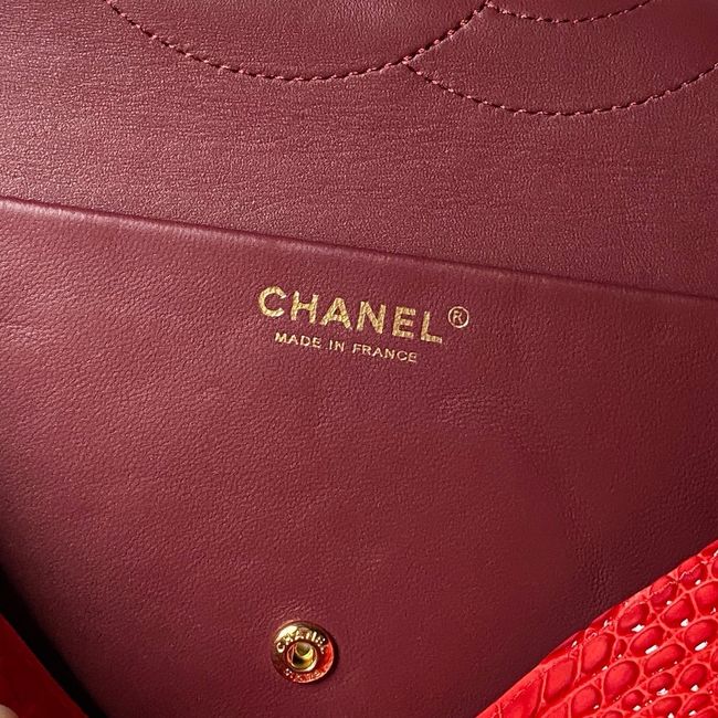 Chanel Crocodile Embossed Maxi Flap bag AS6231 red