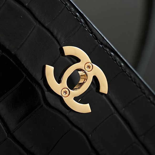 Chanel Crocodile Embossed Shopping Bag AS6428 black