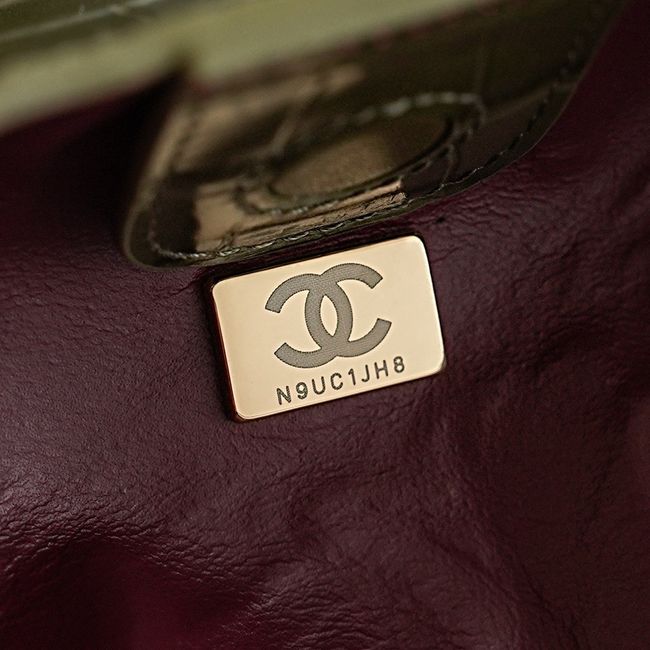 Chanel Crocodile Embossed Shoulder Bag 68012 green
