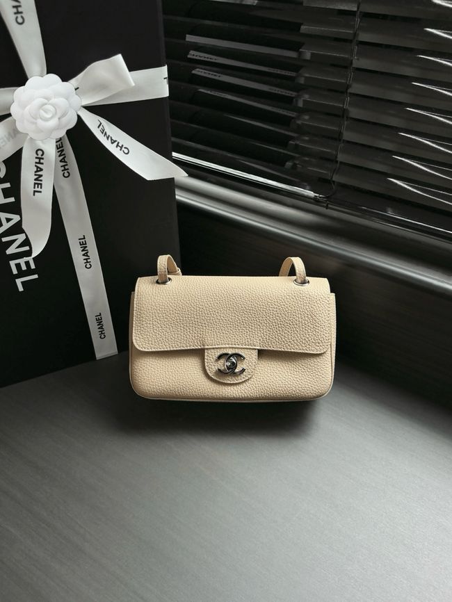 Chanel Mini Flap Bag AS6573 Beige&Silver-Tone Metal