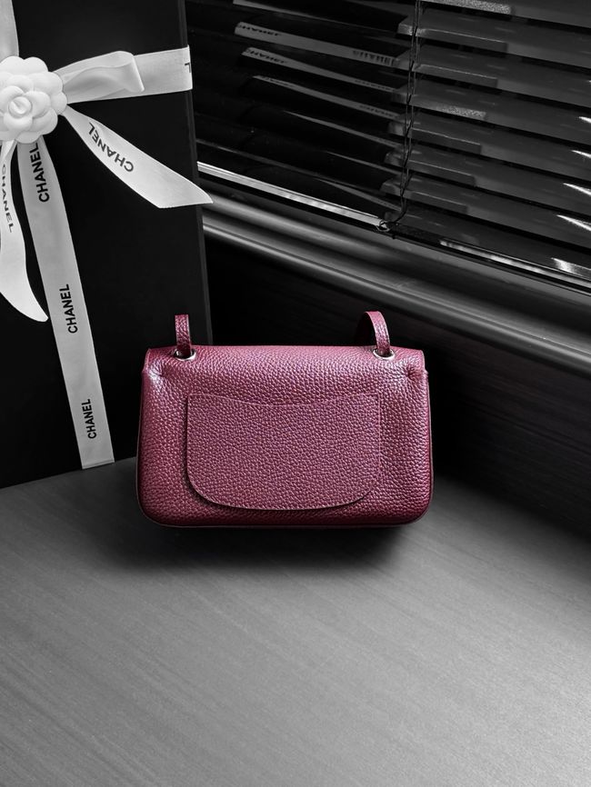 Chanel Mini Flap Bag AS6573 Purple-red&Silver-Tone Metal