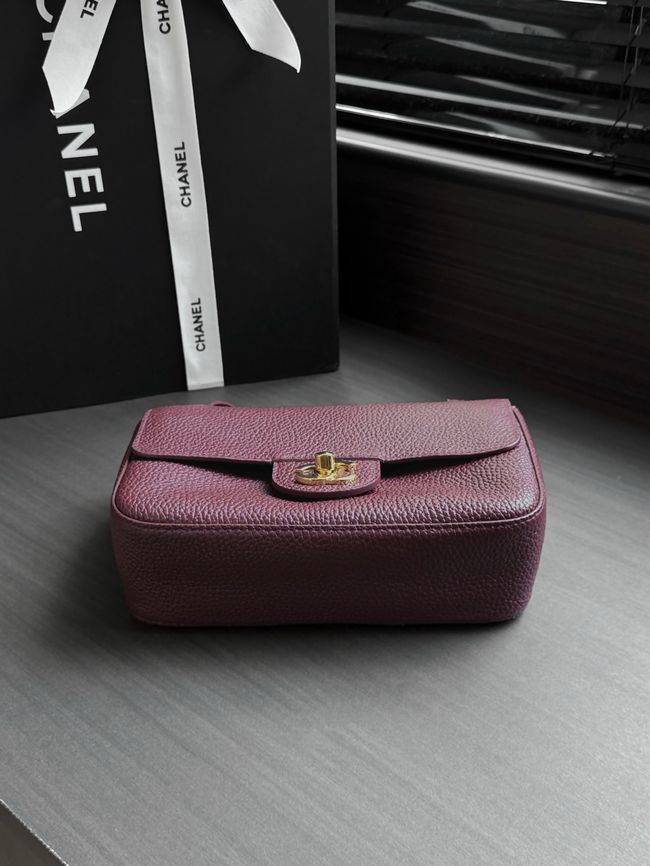 Chanel Mini Flap Bag AS6573 Purple-red&gold-Tone Metal