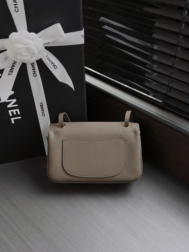 Chanel Mini Flap Bag AS6573 dark gray&gold-Tone Metal