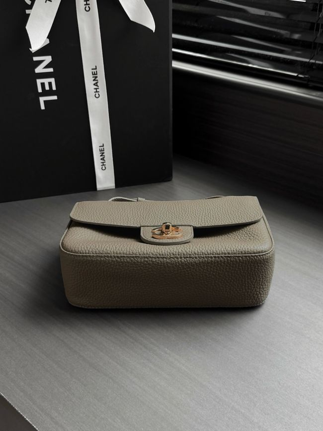 Chanel Mini Flap Bag AS6573 dark gray&gold-Tone Metal