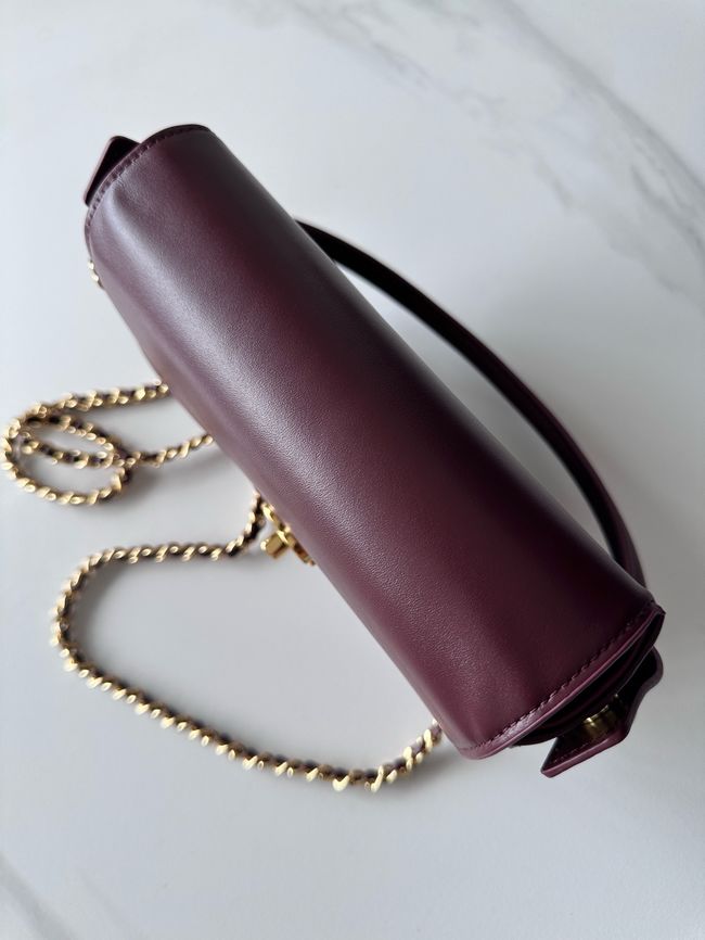 Chanel Mini Flap Bag with Top Handle AS6424 Dark Burgundy