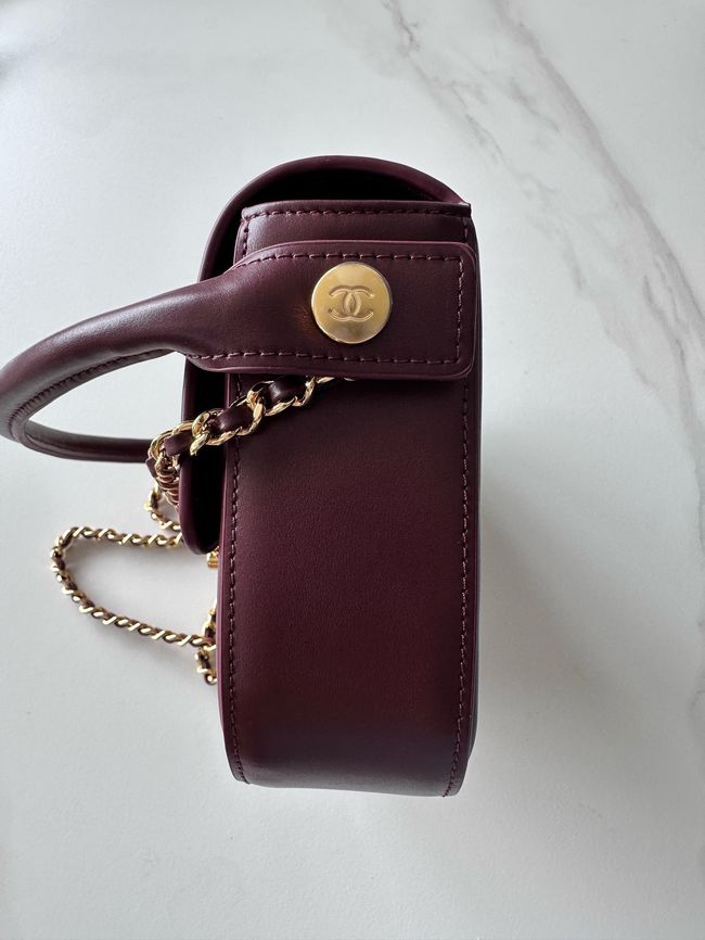 Chanel Mini Flap Bag with Top Handle AS6424 Dark Burgundy