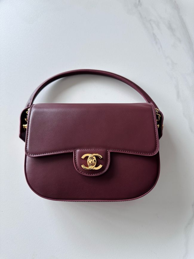 Chanel Mini Flap Bag with Top Handle AS6424 Dark Burgundy