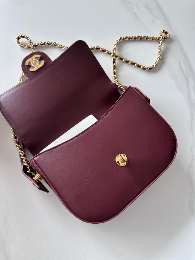 Chanel Mini Flap Bag with Top Handle AS6424 Dark Burgundy