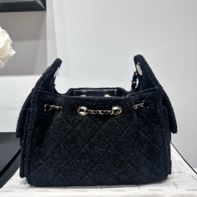 CHANEL 25 Mini Handbag Felt  AS5631 black