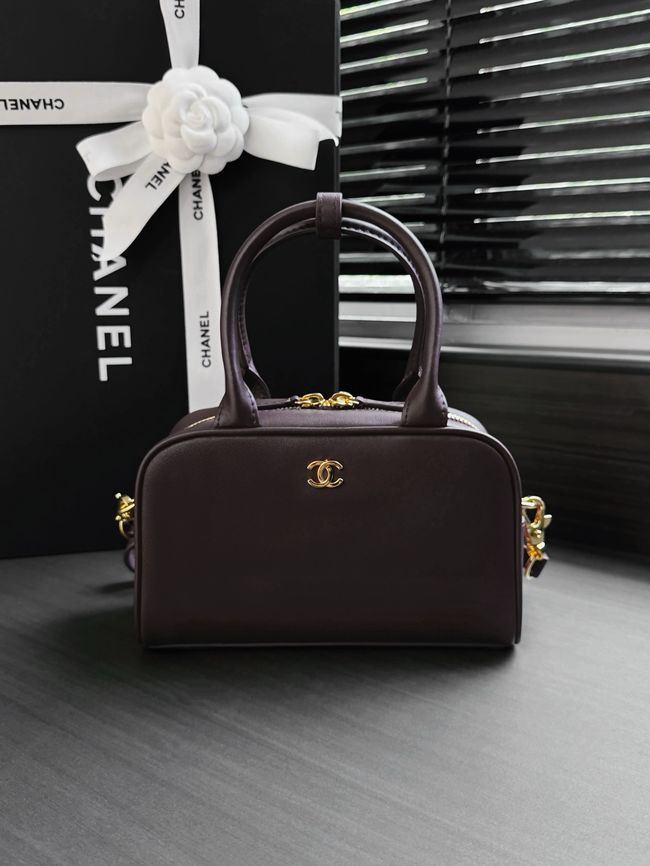 Chanel Clutch with Leather Strap AP5528 dark Coffee