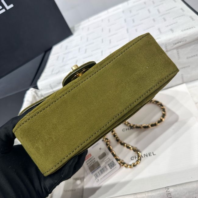 Chanel Mini Flap Bag Suede Calfskin AS6573 Khaki Chanel Mini Flap Bag Suede Calfskin AS6573 Khaki
