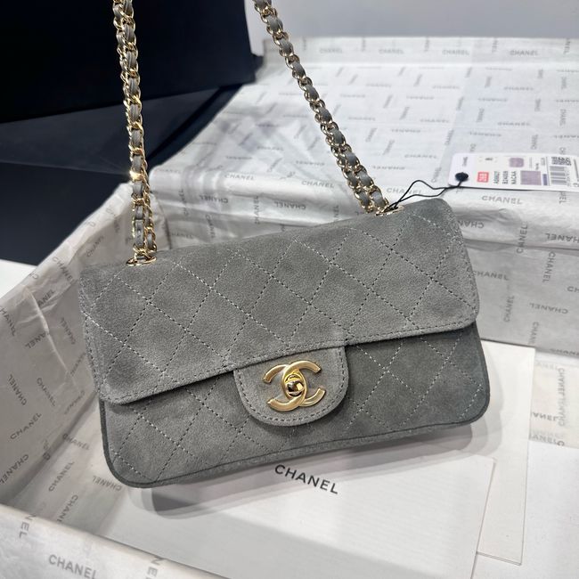 Chanel Mini Flap Bag Suede Calfskin AS6573 gray Chanel Mini Flap Bag Suede Calfskin AS6573 gray