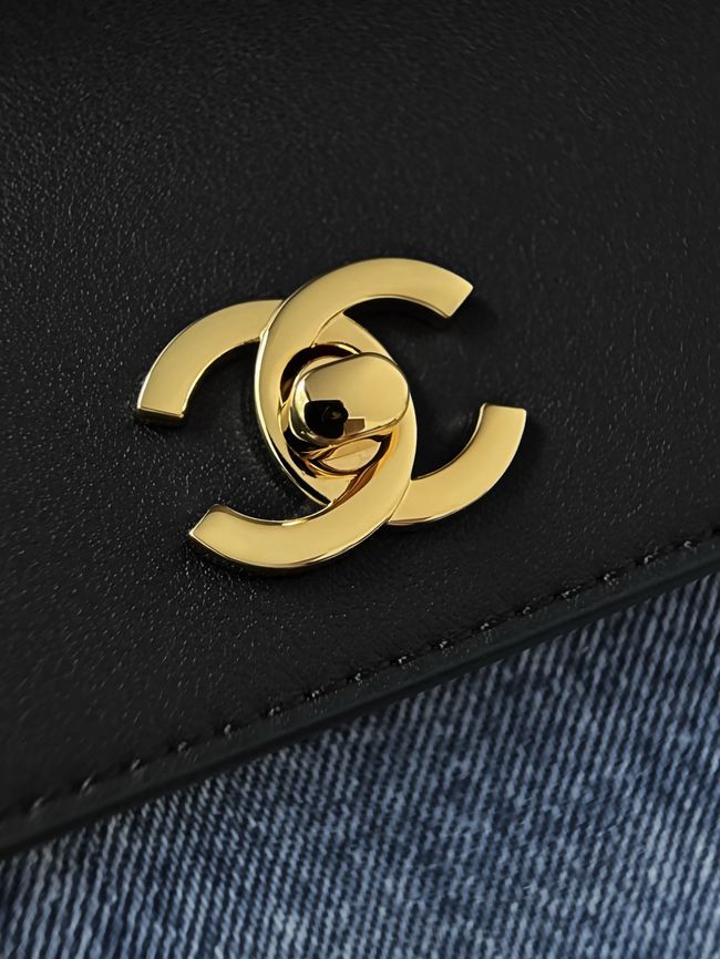 Chanel Small Shoulder Bag AS6427 black&denim blue