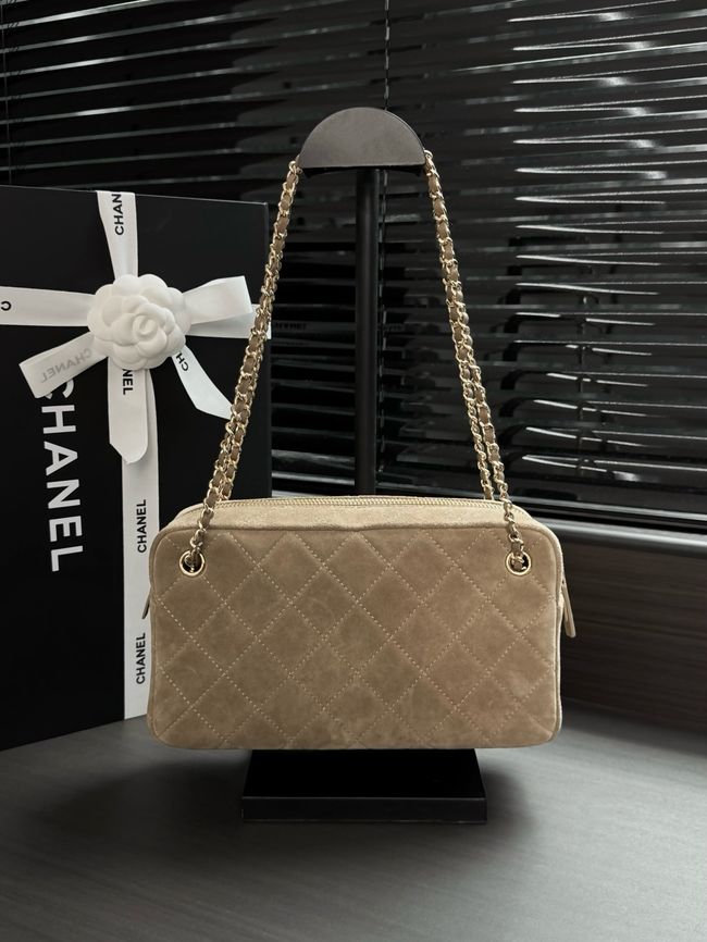 Chanel Suede Calfskin Camera Case AS6443 Dark Beige
