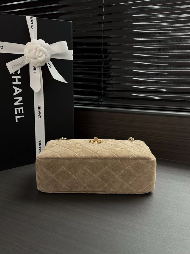 Chanel Suede Calfskin Camera Case AS6443 Dark Beige