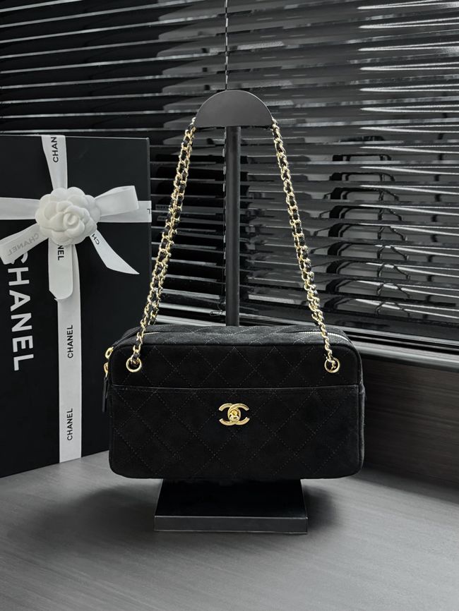 Chanel Suede Calfskin Shoulder Bag AS6443 black