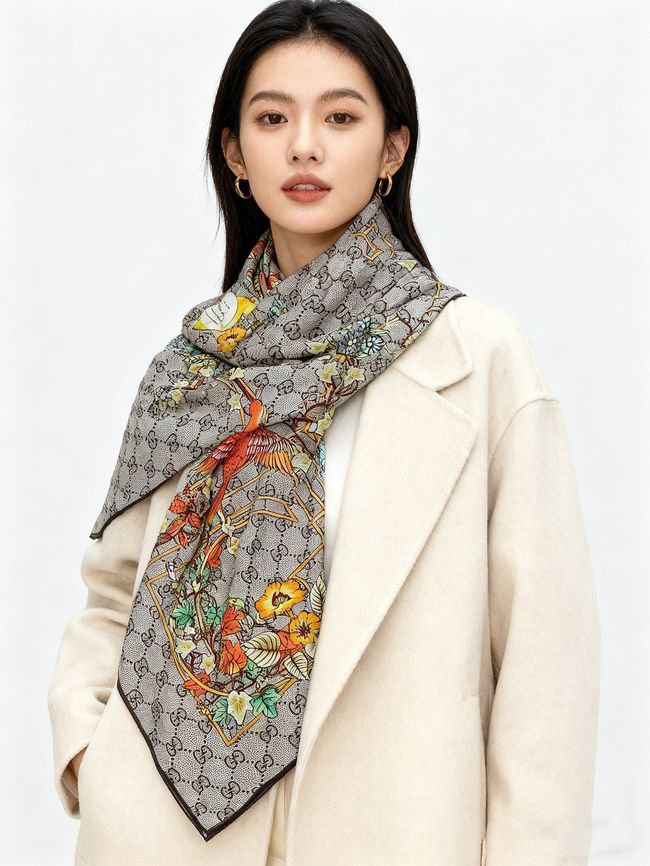 Gucci Printed GG wool silk shawl 873729-1 Gucci Printed GG wool silk shawl 873729-1