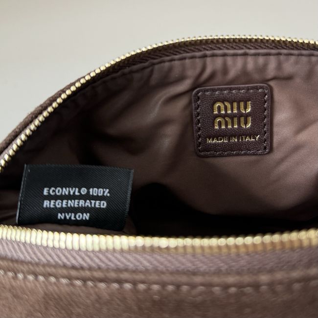 MIUMIU Tote Shoulder Handbag denim 5NE851  dark brown