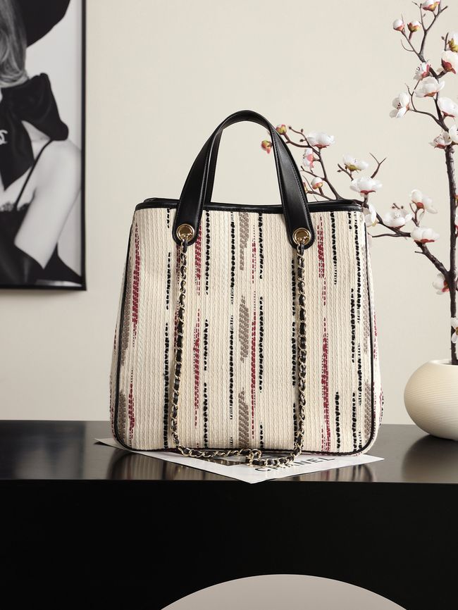 Chanel Shopping Bag AS6200 Beige & Red