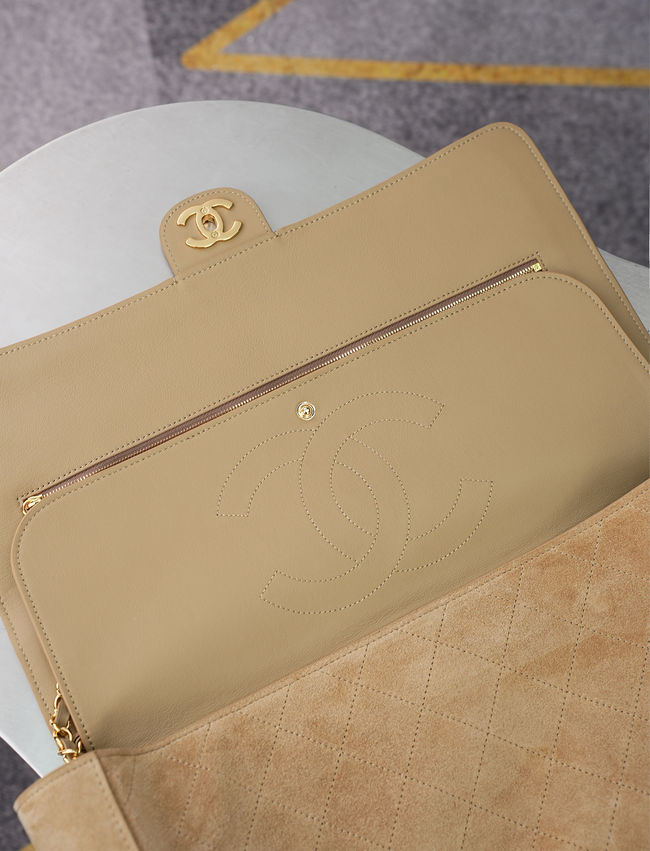 CHANEL Maxi Flapbag Suede Calfskin AS6233 apricot
