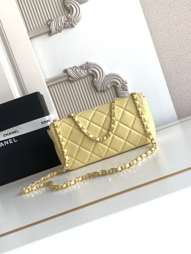 Chanel Small Flap Bag Lambskin AS6430 yellow Chanel Small Flap Bag Lambskin AS6430 yellow