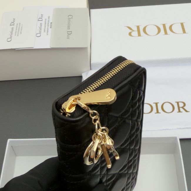 LADY DIOR LOTUS WALLET CANNAGE LAMBSKIN S0007 black