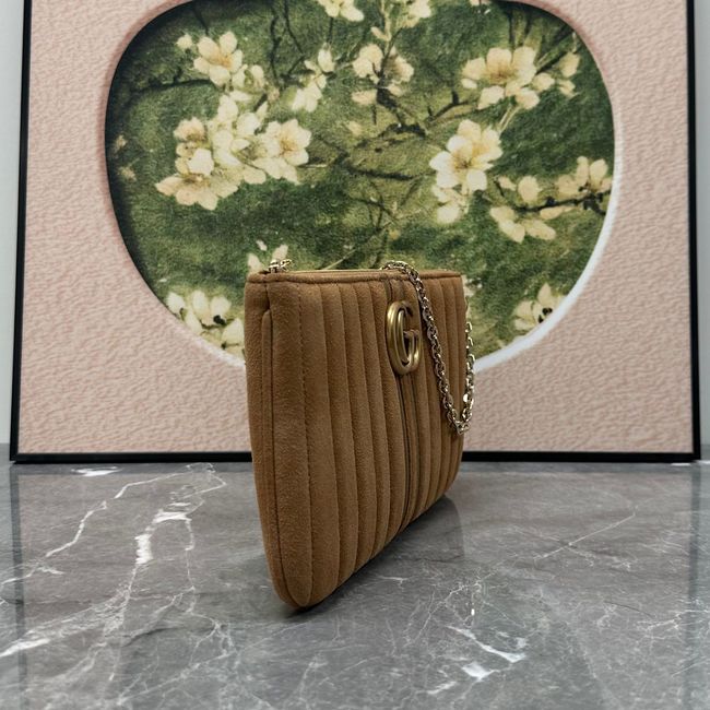 Gucci GG Marmont pouch with strap A006X2 brown suede