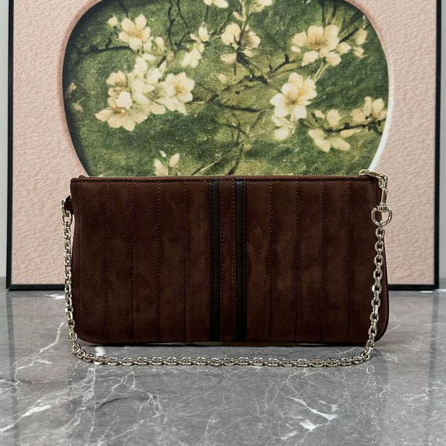 Gucci GG Marmont pouch with strap A006X2 dark brown suede