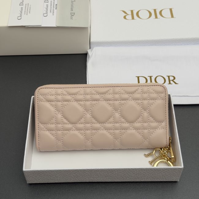 LADY DIOR LOTUS WALLET CANNAGE LAMBSKIN S0007 pink