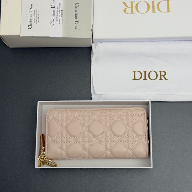 LADY DIOR LOTUS WALLET CANNAGE LAMBSKIN S0007 pink