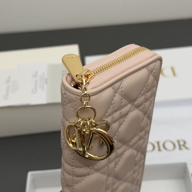 LADY DIOR LOTUS WALLET CANNAGE LAMBSKIN S0007 pink